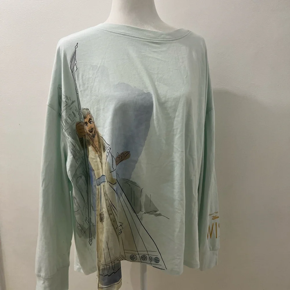 Disney Wish Magnífico Light Blue Wish Crewneck Long Sleeve T-shirt size 1X NWT
